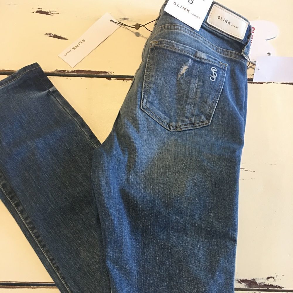 Slink distressed blue distressed skinny jeans mid rise